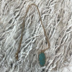 Long Gold & Turquoise Necklace